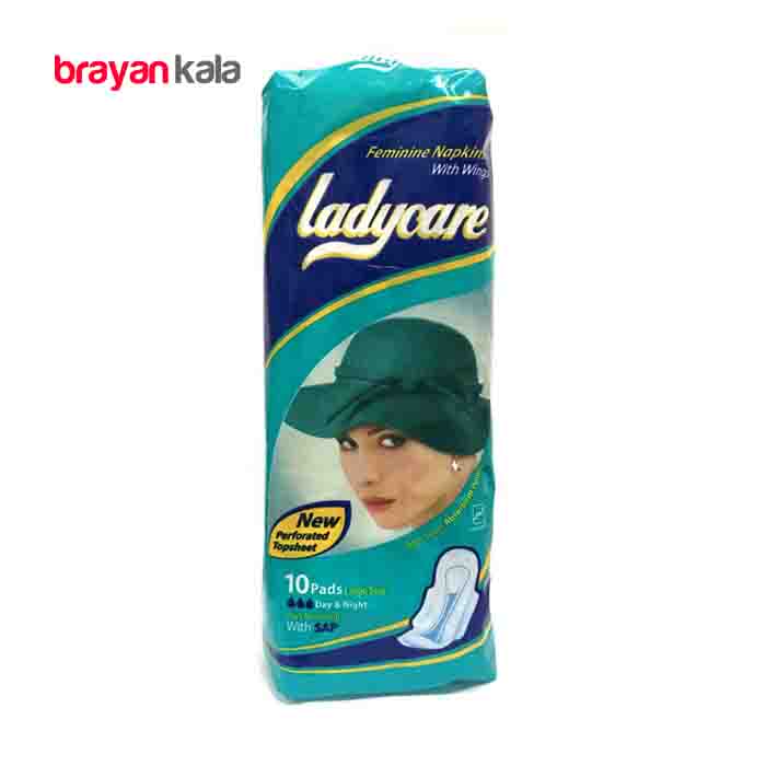 عکس اصلی نوار بهداشتی بالدار مشبک لیدی کر (Ladycare) سایز بزرگ 10 عددی